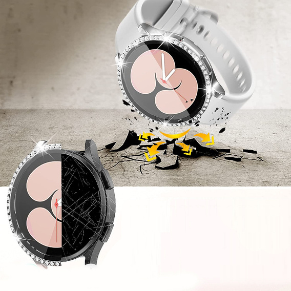 2w1 Etui + Szkło Hartowane do Samsung Galaxy Watch 6 40mm, Srebrne