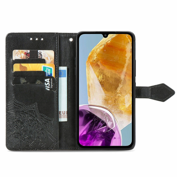 Etui z klapką do Samsung Galaxy M15 5G, Mandala, czarne