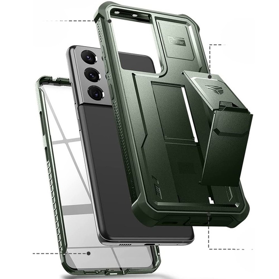 Etui pancerne do Samsung Galaxy S21 Ultra, Dexnor Full Body, Zielone