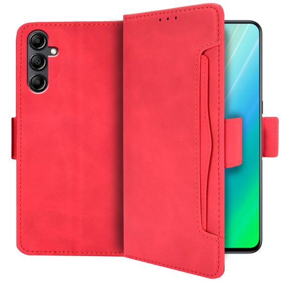 Etui z klapką do Samsung Galaxy A14 4G/5G, Card Slot, czerwone