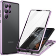 Etui do Samsung Galaxy S23 Ultra, Magnetic Dual Glass, fioletowe