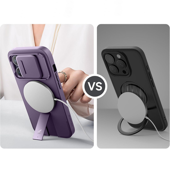 Etui SURITCH magnetyczne do iPhone 14 Pro Max – z osłoną aparatu i podstawką - fioletowe