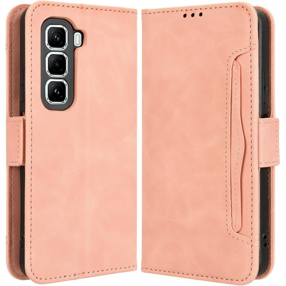 Etui z klapką do Infinix Hot 50 Pro+ 4G, Card Slot, różowe