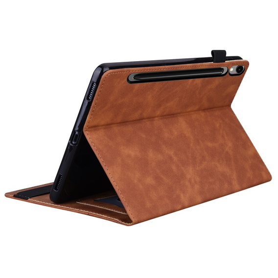 Etui do Samsung Galaxy Tab S10 FE+ Plus, Classic, z miejscem na rysik, brązowe
