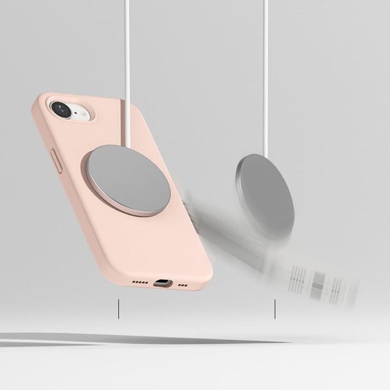 Etui Ringke do iPhone 16E, Silicone MagSafe, Różowe + Szkło Hartowane 9H
