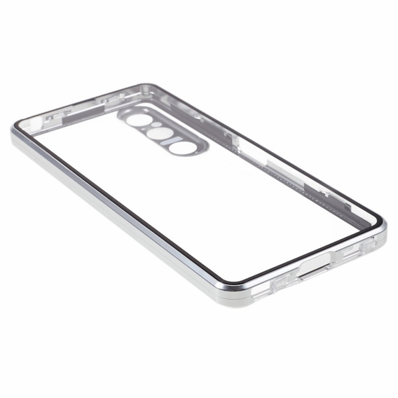Etui do Sony Xperia 1 V, Magnetic Dual Glass, srebrne