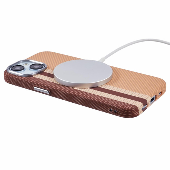 Etui do iPhone 14, Carbon Fiber MagSafe, żółte