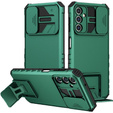 Etui pancerne do Samsung Galaxy A14 4G/5G, Camshield z podstawką, Zielone