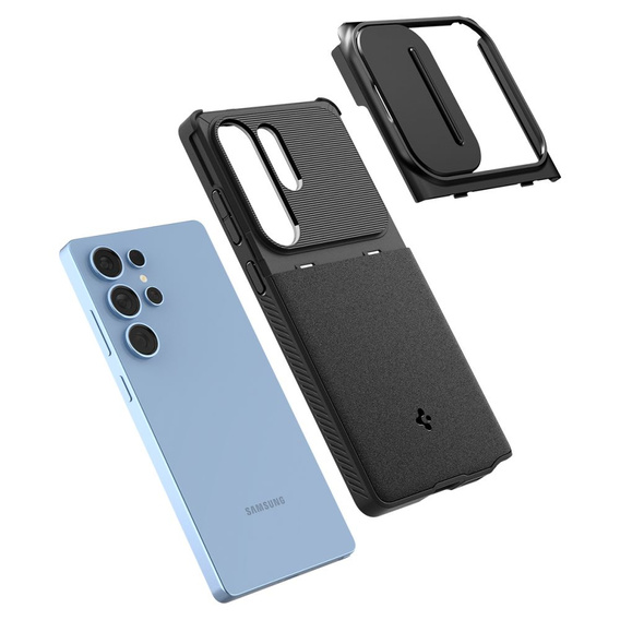 Etui Spigen do Samsung Galaxy S25 Ultra, Optik Armor, Czarne + Szkło Hartowane 9H