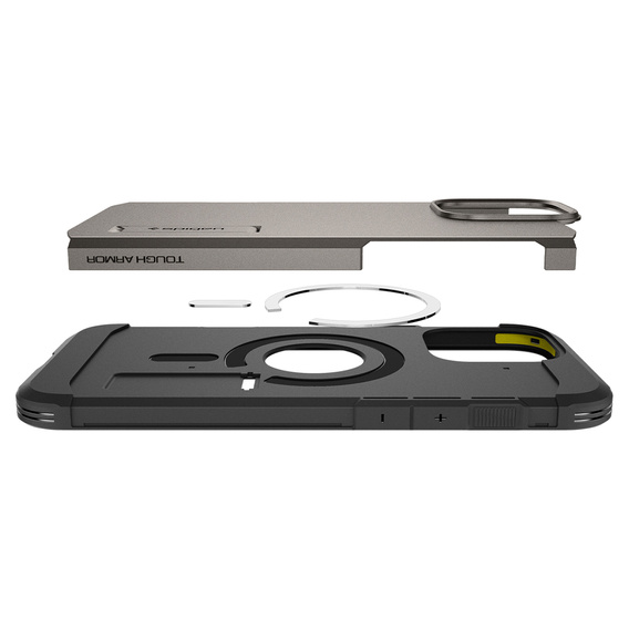 Etui Spigen do iPhone 16 Pro Max, Tough Armor Mag MagSafe, szare + Szkło Hartowane 9H
