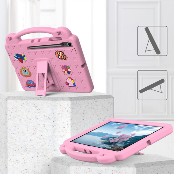 Etui ochronne z pianki EVA do Samsung Galaxy Tab S10 FE+ – dziecięce, z podstawką i uchwytem - różowe