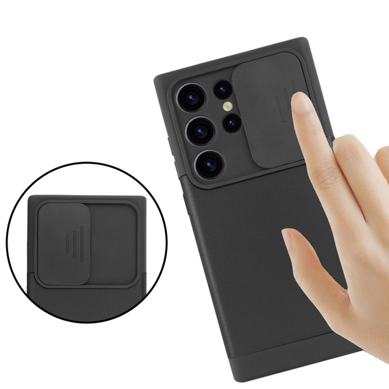 Pancerne etui do MagSafe na Samsung Galaxy S24 Ultra, ERBORD MagProtect Cam Slider, czarne