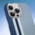 Etui do iPhone 15 Pro Max, Carbon Fiber MagSafe, niebieskie