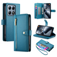 Etui z klapką do Xiaomi 14T Pro, Wallet Zipper Pocket, niebieskie