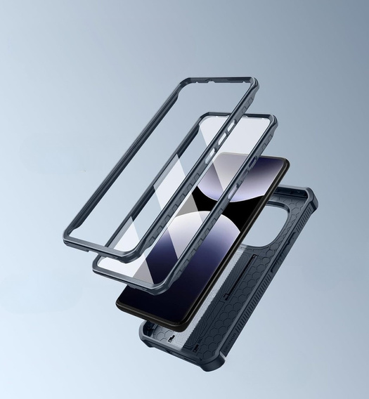 Pancerne etui Dexnor do Xiaomi Redmi Note 14 Pro 5G / POCO X7 5G z podstawką i osłoną kamery - niebieskie