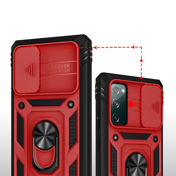 Etui pancerne do Samsung Galaxy S20 FE, CamShield Slide, czerwone