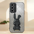 Etui do Samsung Galaxy A54 5G, Glitter Rabbit, z wysuwaną podstawką, czarne