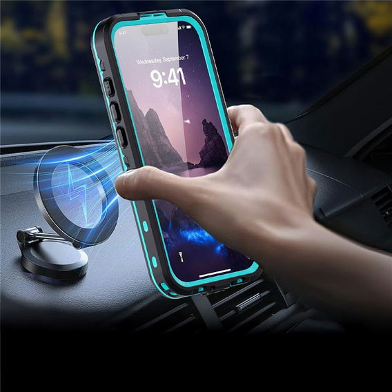 Etui do iPhone 17, Wodoodporne IP68, SHELLBOX MagSafe, niebieskie