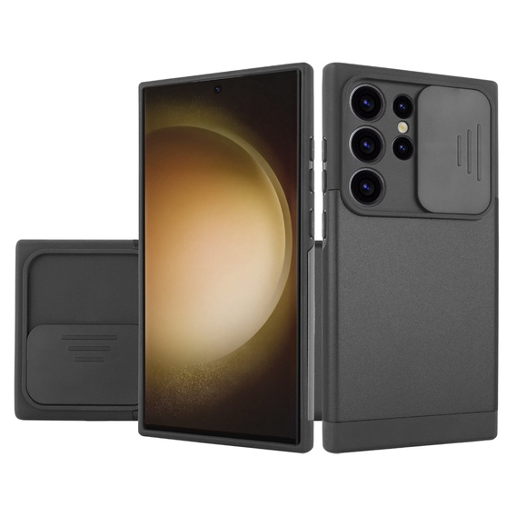 Pancerne etui do MagSafe na Samsung Galaxy S24 Ultra, ERBORD MagProtect Cam Slider, czarne