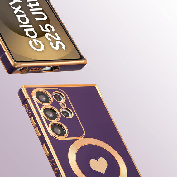 Etui do Samsung Galaxy S25 Ultra, MagSafe Heart, fioletowe