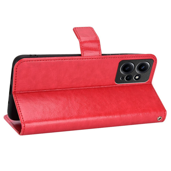 Etui z klapką do Xiaomi Redmi Note 12 4G, Crazy Horse Wallet, czerwone
