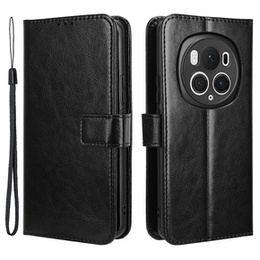 Etui z klapką do Honor Magic 6 Pro 5G, Crazy Horse Wallet, czarne