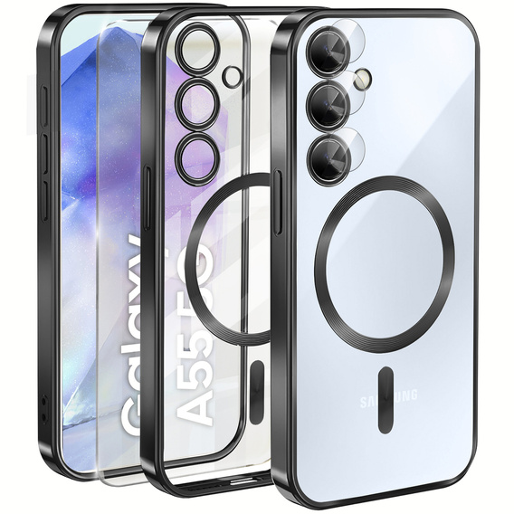 Etui do Samsung Galaxy A55 5G, Electro MagSafe, czarne + Szkło na ekran