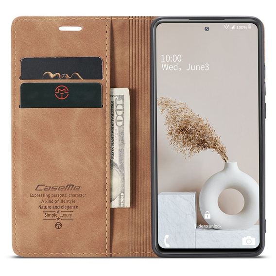 Etui CASEME do Samsung Galaxy S20 FE, Leather Wallet Case, brązowe