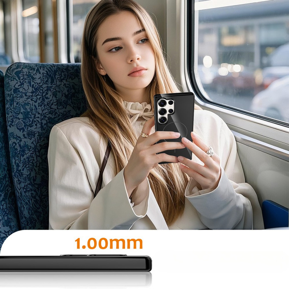 Etui do Samsung Galaxy S25 Ultra, magnetyczne z paskiem – czarne