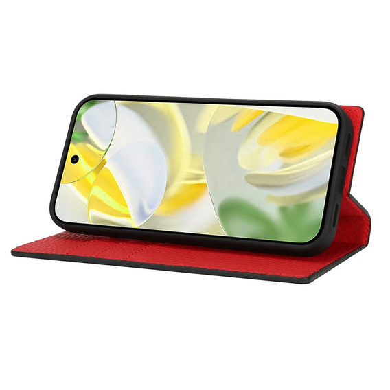 Etui z klapką do Google Pixel 10 Pro XL, skórzane Litchi Grain, czarne