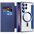 Etui z klapką do Samsung Galaxy S24 Ultra, RFID Wallet MagSafe z ochroną aparatu, granatowe
