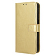 Etui z klapką do Samsung Galaxy M55 5G, Crazy Horse Wallet, złote