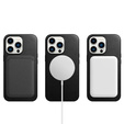 Etui skórzane do iPhone 16 Pro Max, ERBORD Leather MagSafe, czarne + Szkło na ekran