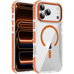 Etui pancerne do MagSafe bezbarwne z pomarańczowymi bokami do iPhone 17 Pro
