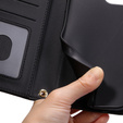 Etui z klapką do iPhone 16, Rhombus Crossbody Leather, czarne