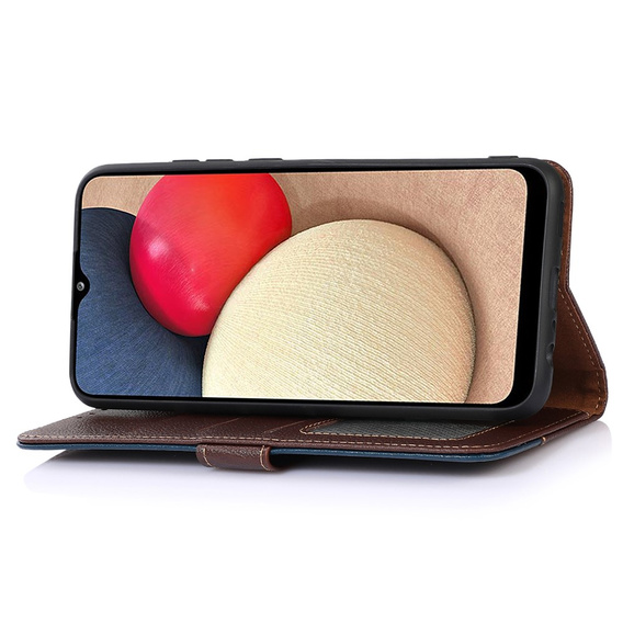 Etui z klapką do Xiaomi Redmi Note 13 Pro 4G / Xiaomi Redmi Note 14S / Xiaomi Poco M6 Pro 4G, KHAZNEH RFID, brązowe / niebieskie