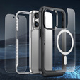 Etui do iPhone 15 Pro Max, Pancerne Full Protect 360° do MagSafe, szkło na ekran, czarne