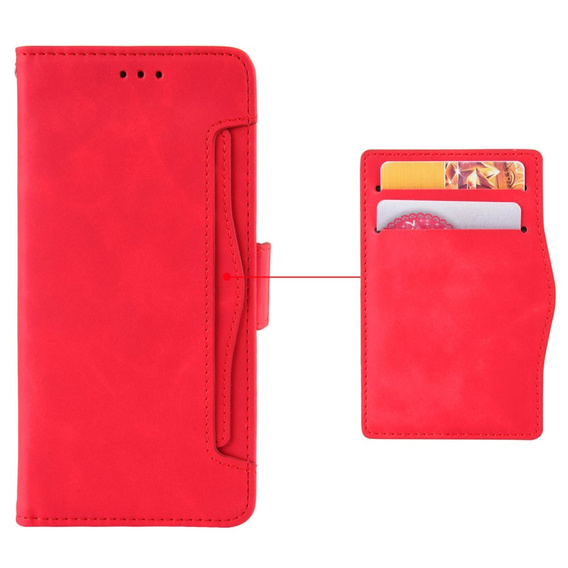 Etui z klapką do Xiaomi Redmi 13C / Poco C65, Card Slot, czerwone
