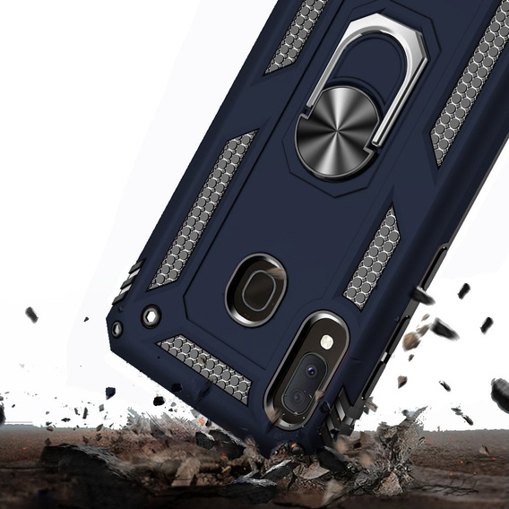 Etui pancerne do Samsung Galaxy A20E, Nox Case Ring, niebieskie