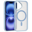Etui do iPhone 16, do MagSafe, ERBORD Matt Case, przezroczyste / niebieskie + Szkło na ekran