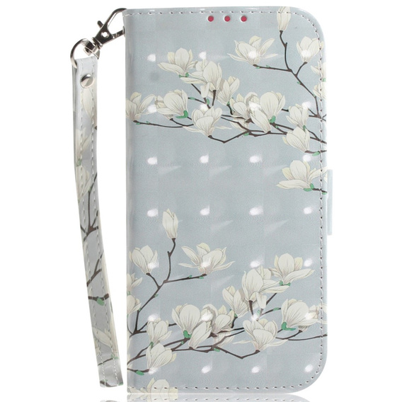 Etui z klapką do Oppo A60, Wallet, Magnolia Flowers szare