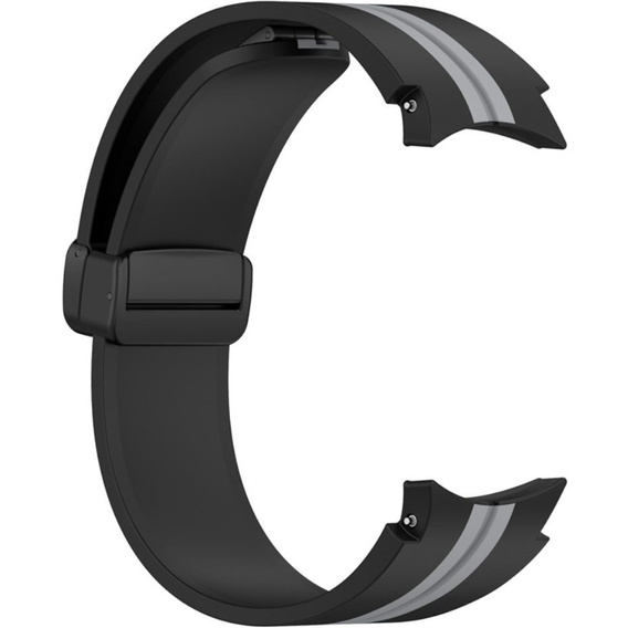 Pasek Silikonowy do Samsung Galaxy Watch 4/5/6 40/42/43/44/45/46/47mm, Czarny / Szary