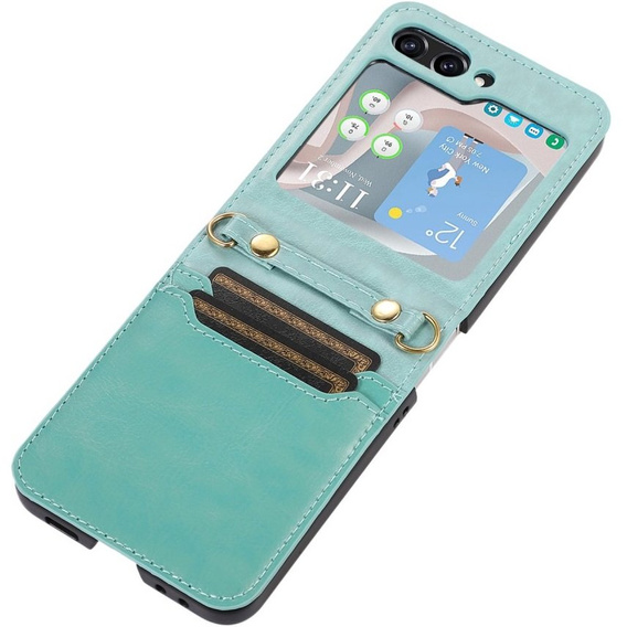 Etui Leather Card Slots do Samsung Galaxy Z Flip 5 5G, zielone