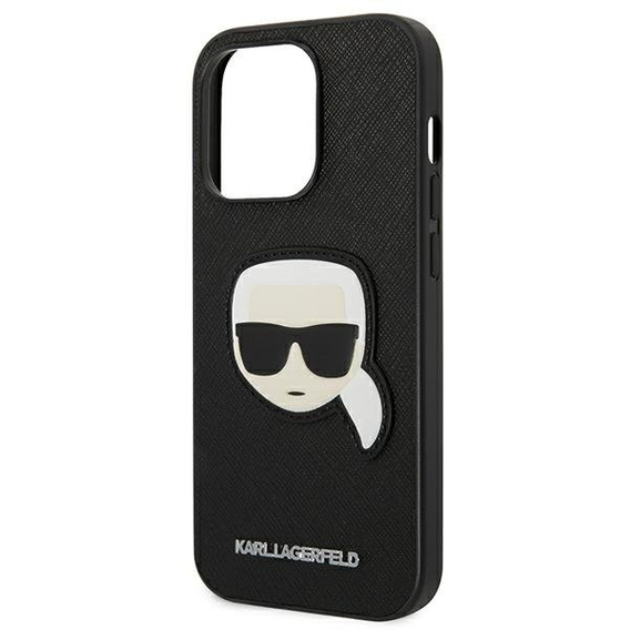 Etui Karl Lagerfeld do iPhone 14 Pro Max, Saffiano Karl's Head Patch, czarne