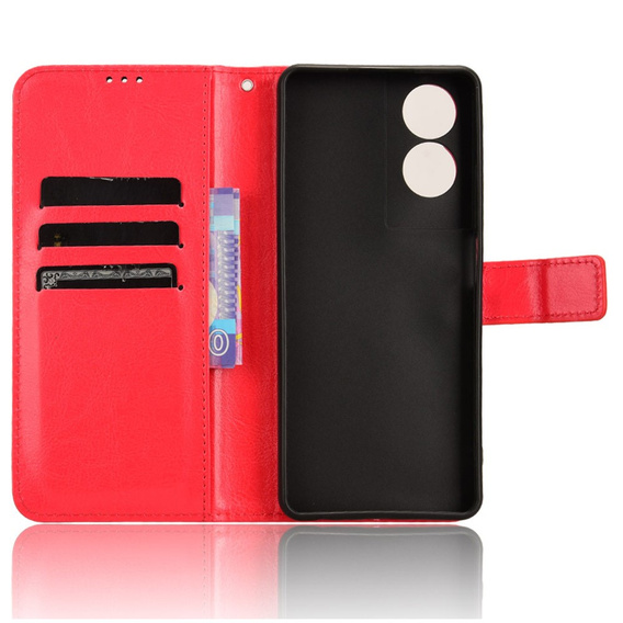 Etui z klapką do TCL 40 NxtPaper, Crazy Horse Wallet, czerwone