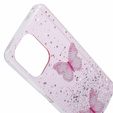 Etui do Xiaomi Redmi 13C / Poco C65, Glitter Butterfly, różowe