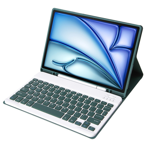 Etui z klawiaturą do iPad Air 11" 2025/2024 (7/6 gen.), Leather Pen Slot, ciemnozielone
