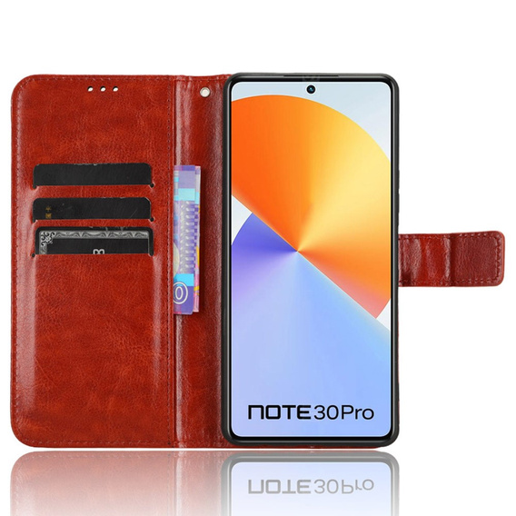 Etui z klapką do Infinix Note 30 Pro 4G, Crazy Horse Wallet, brązowe