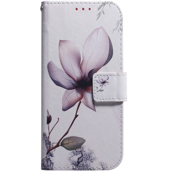 Etui z klapką do Oppo A17, Wallet, Flower białe