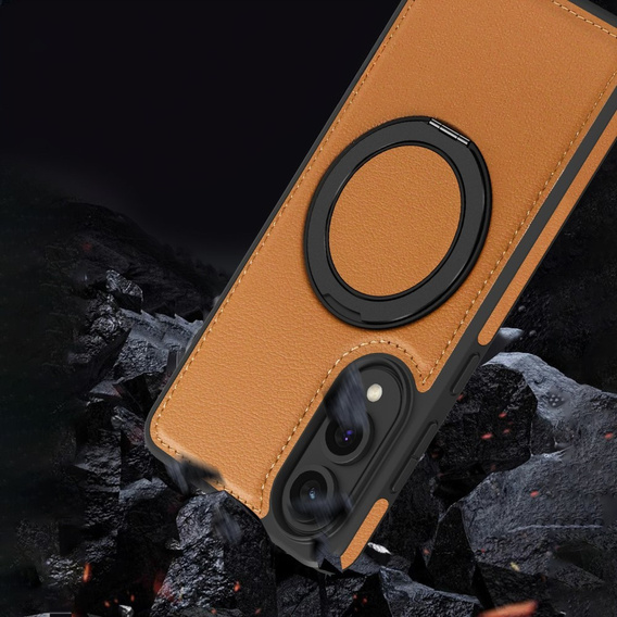 Etui do Samsung Galaxy S25 Edge, magnetyczne z podstawką – brązowe